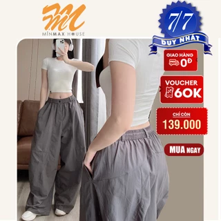 Quần harem parachute pants BigSize MinMax House, Quần gió nhăn 2 túi dáng thụng phong cách