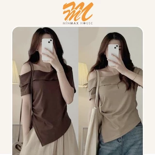 [Hà Nội-Full Size-Có Hoả Tốc] Áo thun kiểu nữ sang chảnh dây rút bên hông vạt nhọn phong cách Hàn Quốc chất thun gân L1