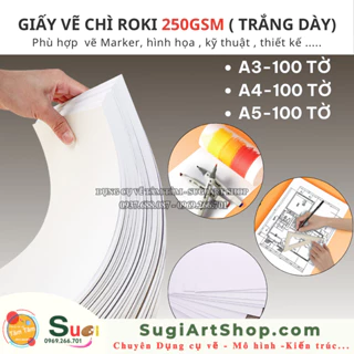 [ TÂM TÂM ] Bán sỉ giấy roki định lượng 250gsm (100 tờ) A3 / A4 / A5