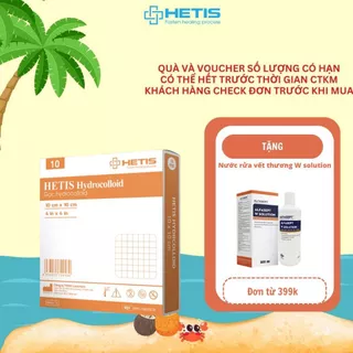 Gạc Hydrocolloid HETIS Hydrocolloid size 10x10cm hỗ trợ liền vết thương, giảm khả năng hình thành sẹo