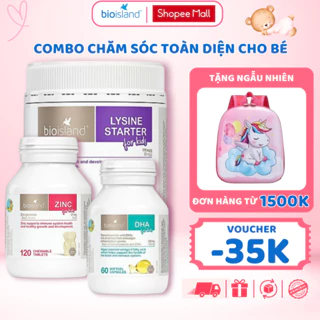 Combo chăm sóc toàn diện bé DHA, Kẽm ZInC, Lysine Bioisland giúp bé thông minh, khỏe mạnh, cao lớn