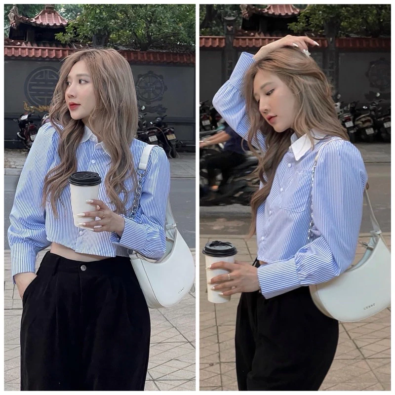 Áo sơ mi Croptop - Hàng Hot Trend Loại 1, Phong Cách Năng Động ,Chất Liệu Đẹp A11