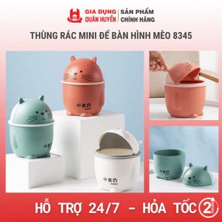 Thùng rác mini để bàn, Thùng rác văn phòng hình mèo mẫu mới 8345