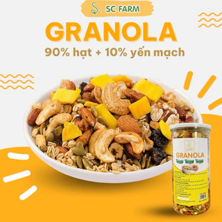 Granola siêu hạt SC Farm giảm cân,healthy 500g 90% hạt ngũ cốc dinh dưỡng + 10% yến mạch không đường, nguyên vị