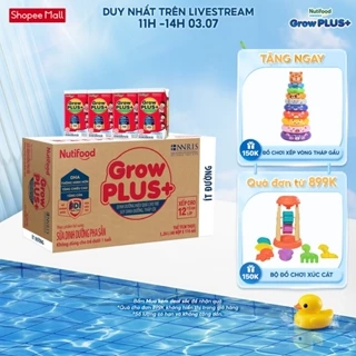 Thùng Sữa Bột Pha Sẵn Nutifood GrowPLUS+ ít đường Suy Dinh Dưỡng - Trên 1 Tuổi - Tăng Cân, Tăng Chiều Cao (48 Hộp x 110m