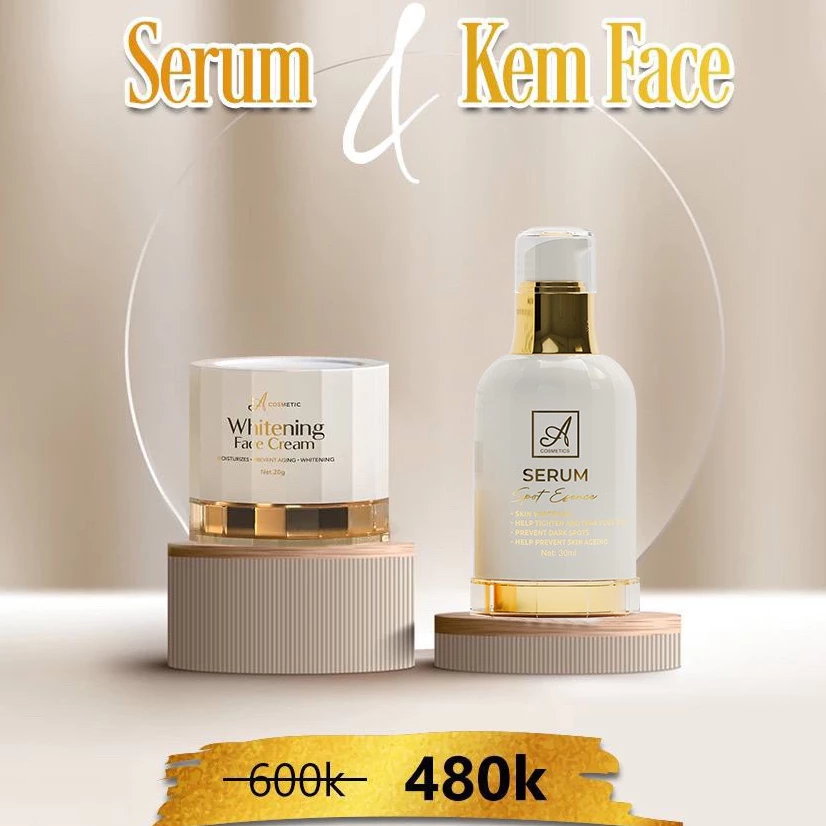 COMBO KEM FACE PHÁP MỚI 2024 VÀ SERUM SPOT MỚI 2024 A COSMETICS CHÍNH HÃNG