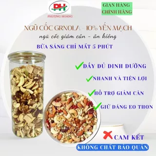 Ngũ cốc dinh dưỡng Granola siêu hạt 10% yến mạch PH - ăn kiêng giảm cân 500g