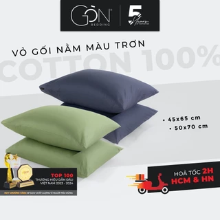 [Nhiều màu] 01 Vỏ Gối Nằm Gòn Bedding Cotton 100% Hàn Quốc Màu Trơn 50x70 cm