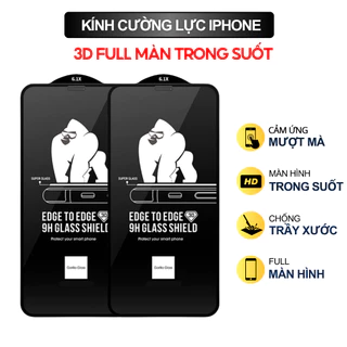 Kính Cường Lực iPhone 3D Full Màn Trong Suốt 7Plus 8Plus X Xs XsMax 11 12 13 14 15 Promax