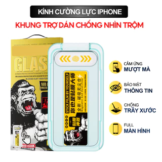 Kính cường lực iPhone Chống Nhìn Trộm kèm Khung trợ dán màn hình ip X Xsm 11 12 13 14 15 Promax