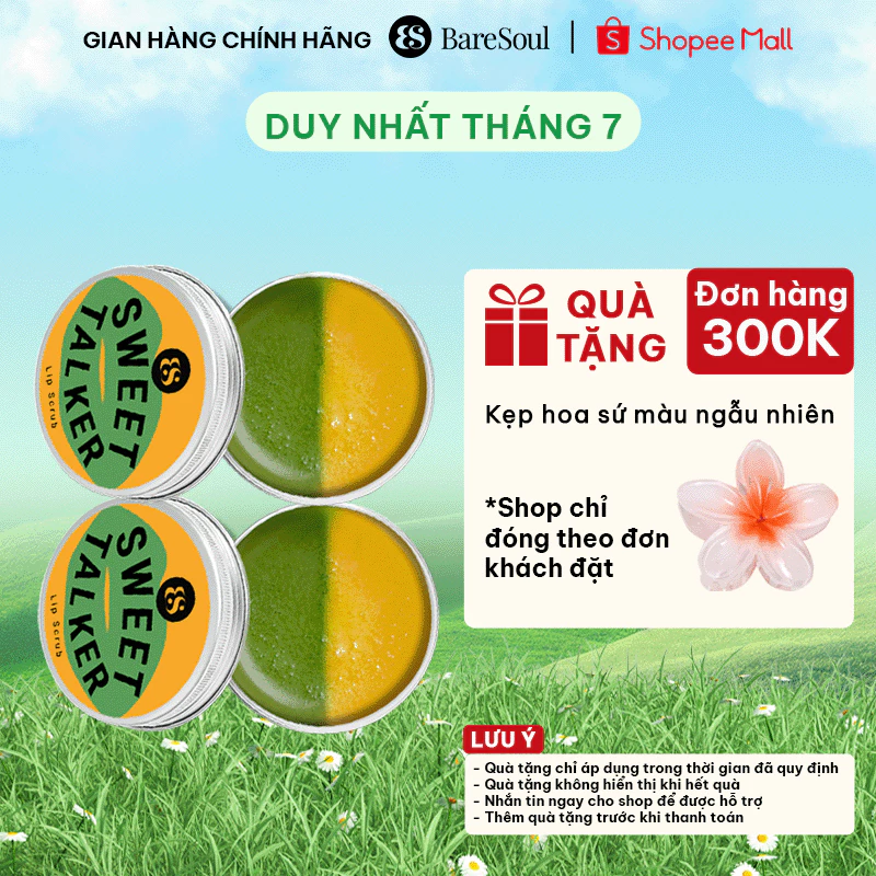 Combo 2 Son tẩy tế bào chết môi giúp dưỡng môi, giảm thâm môi, chống lão hóa BareSoul Sweet Talker Lip Scrub 20gx22