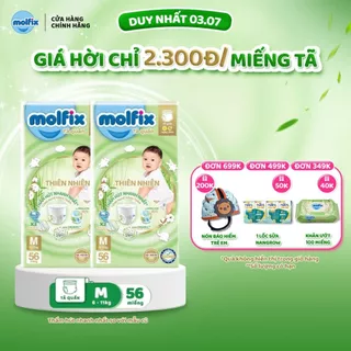 Mega Jumbo - Combo 2 Tã/bỉm quần MOLFIX Thiên nhiên Super Jumbo M56/L52/XL42/XXL38