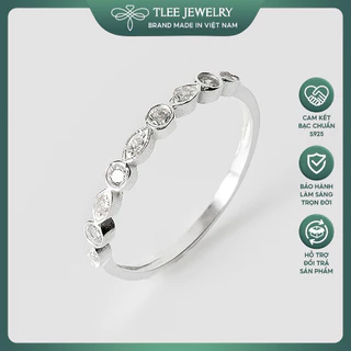 Nhẫn bạc nữ TLEE dải đá tròn thoi kết hợp TleeJewelry A0262