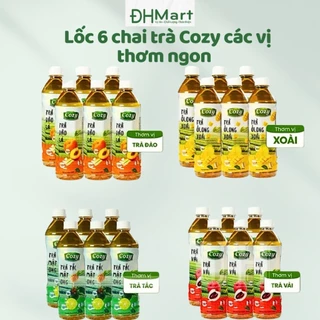 Trà Cozy, Lốc 6 chai trà Ô Long vị xoài, trà đảo xả, trà tắc mật ong, trà vải, trà ổi hồng chai 455ml