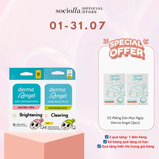 Combo Derma Angel Acne Spot Lightening Patch 12 Miếng & Acne Patch Plus With Salicylic Acid Day 12