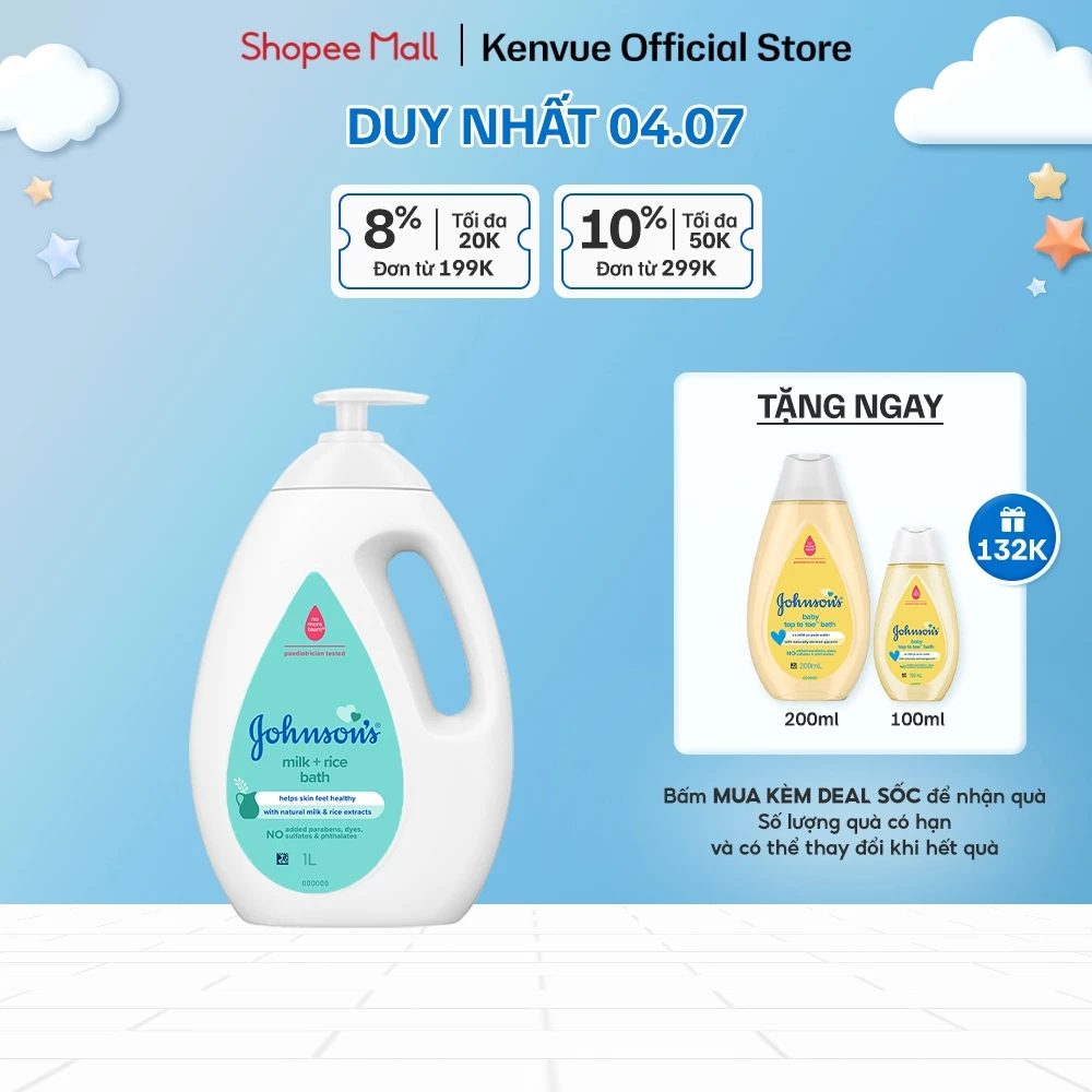 Sữa tắm Johnson's chứa sữa và gạo 1000ml - 100979992