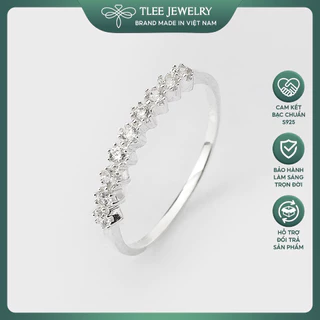 Nhẫn bạc nữ TLEE dải hoa đính đá cao cấp TleeJewelry A0182