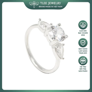 Nhẫn bạc nữ TLEE trụ đá cánh hoa đính đá sang trọng TleeJewelry A0168