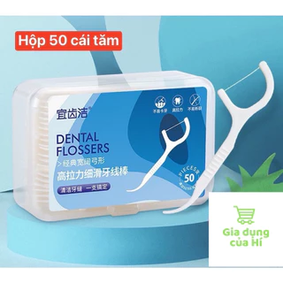 Tăm chỉ nha khoa hộp 50 Cây Dental Flossers vệ sinh răng miệng