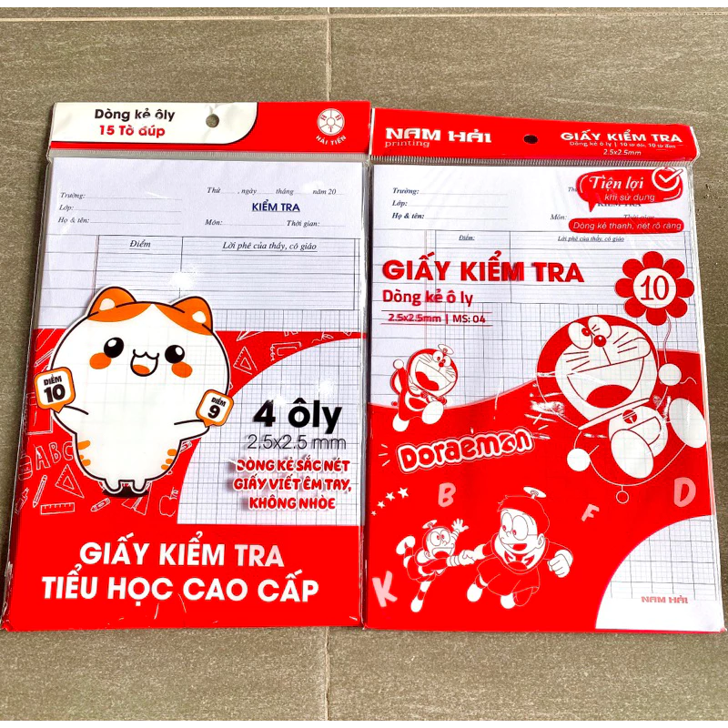 COMBO 10 TỜ ĐÔI + 10TỜ ĐƠN  GIẤY KIỂM TRA CẤP 1 HẢI TIẾN.6 Sao Cao Cấp.ĐL:100/95 ISO