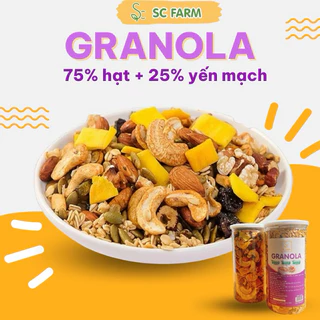 Granola siêu hạt ăn kiêng không đường,ngũ cốc giảm cân SC Farm,dinh dưỡng eat clean 500g 30%yến mạch