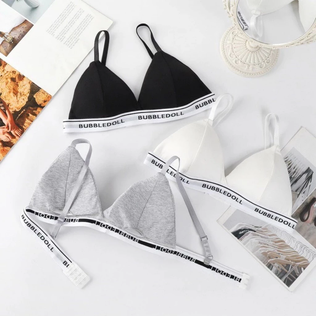 -Áo Bra Cotton 2 Dây  Đệm Mỏng Cao Cấp cạp Phối Chữa Trẻ Trung 5405