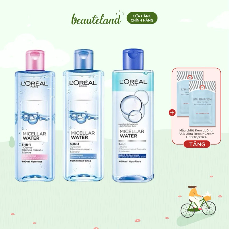 Nước tẩy trang cho mọi loại da Loreal-L'Oreal Paris 3 in 1 Micellar Water 400ml