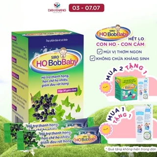 Siro Ho BobBaby giúp bé thanh họng giảm ho và đau rát họng - Hộp 30 gói x 5ml