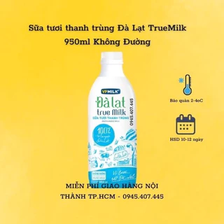 Sữa Tươi Thanh Trùng Đà Lạt True Milk 950ml