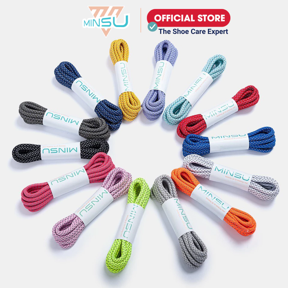 Dây Giày Tròn Phản Quang Cao Cấp Chính Hãng MINSU M1601 Chuyên Dùng Cho Giày Thể Thao Sneaker Nam Nữ. Shoelace 120cm