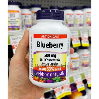 Viên uống bổ mắt Webber naturals blueberry 500mg; 120 viên. HSD 2027