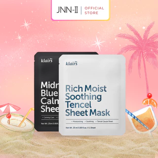 Mặt nạ làm dịu phục hồi dưỡng ẩm Klairs Midnight Blue Calming và Rich Moist Soothing Sheet Mask 25ml | Jnn2.vn