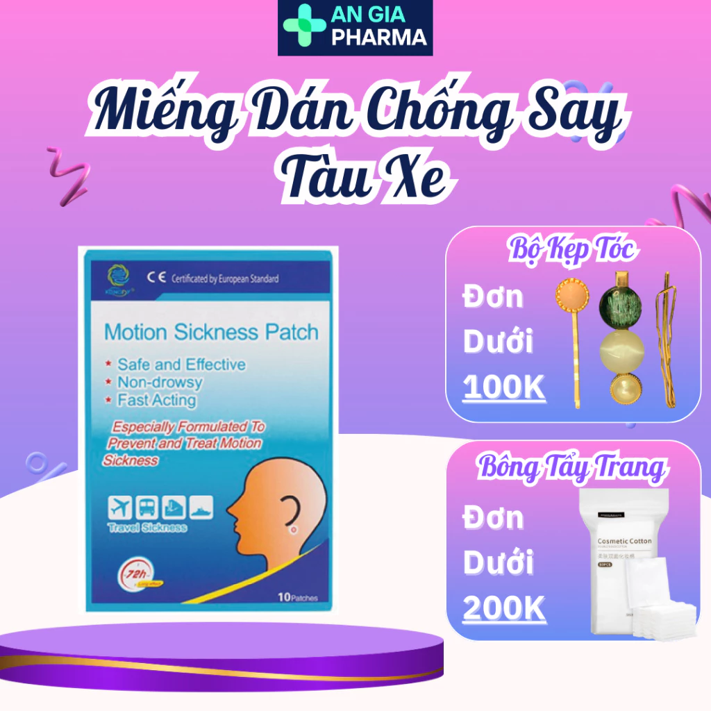 Miếng Dán Chống Say Tàu Xe Motion Sickness Patch Fobe - hộp 10 miếng