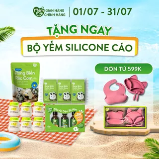 Combo ăn dặm cùng bé Mămmy gồm set 3 dầu 30ml, 6 gạo sữa, 1 lốc rong biển cuộn cơm, 1 rong biển rắc cơm cho bé 6 tháng