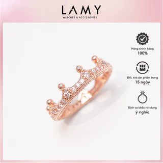 Nhẫn bạc nữ CDE Clear Sparkling Crown Rose Gold Ring CDE8057RG