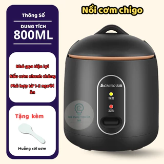 Nồi Cơm Điện Mini Đa Năng Chigo dung tích 1.2L công suất 600w nấu cháo súp hầm, thiết kế chống dính