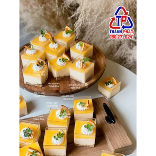 100 Ly mousse vuông LC-4245 đựng panna cotta, tiramisu, ghép thành bánh kem, trang trí tiệc teabreak, tiệc cưới mix vị