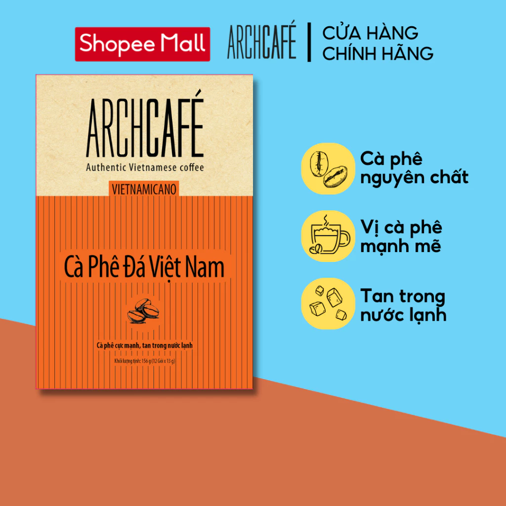 Cà Phê Hoà Tan Archcafé Vietnamicano Vị Cà Phê Đá Việt Nam Hộp 12 gói x 13g