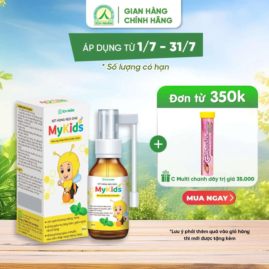 Xịt Họng Keo Ong MyKids - Hỗ trợ giảm các triệu chứng ngứa rát cổ họng, ho do viêm họng, ho gió, ho khan, ho có đờm 20ml