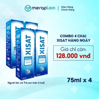 Combo 4 Xịt mũi nước biển sâu XISAT hằng ngày 75ml vệ sinh mũi, giảm sổ mũi, ngạt mũi và viêm xoang