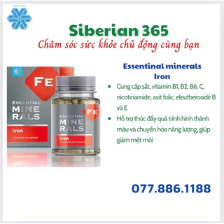 Viên uống sắt hữu cơ Essential Minerals Iron - Siberian Wellness - Hỗ trợ chuyển hóa năng lượng, giúp giảm mệt mỏi