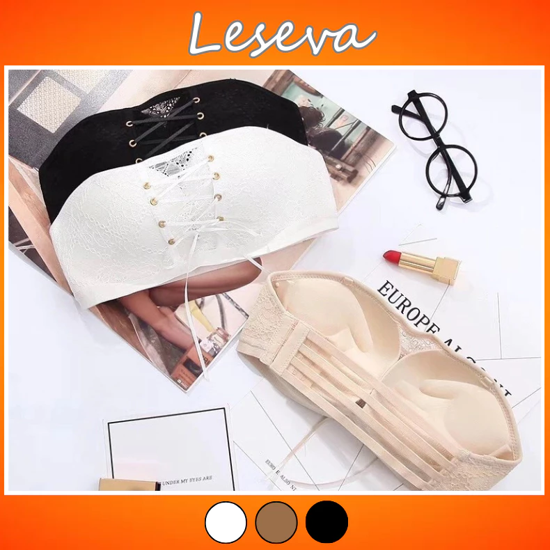 Áo Lót Nữ Cúp Ren Không Dây bàn tay NÂNG NGỰC chống tụt DÂY RÚT tạo khe AN09 -  LESEVA STORE