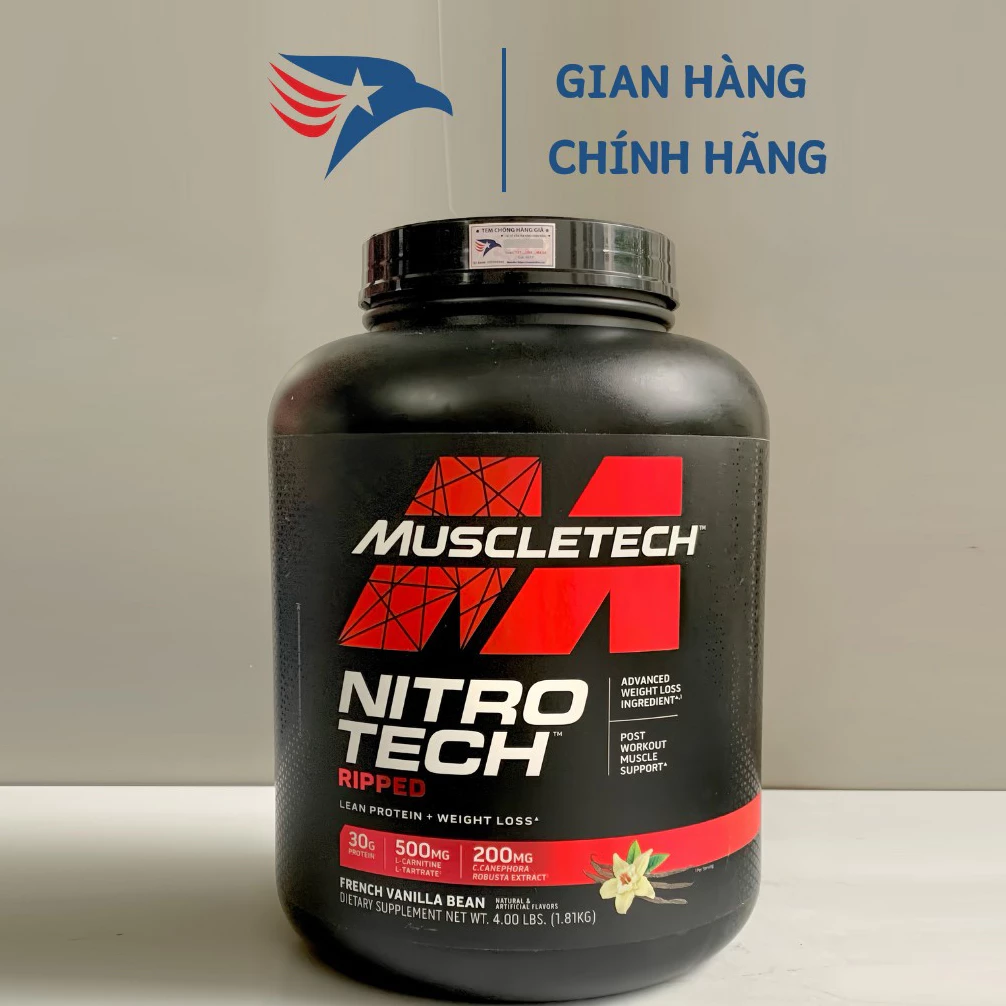 Bổ sung đạm tăng cơ giảm mỡ ''Muscletech'' NitroTech Ripped : 4lbs 1.82kg