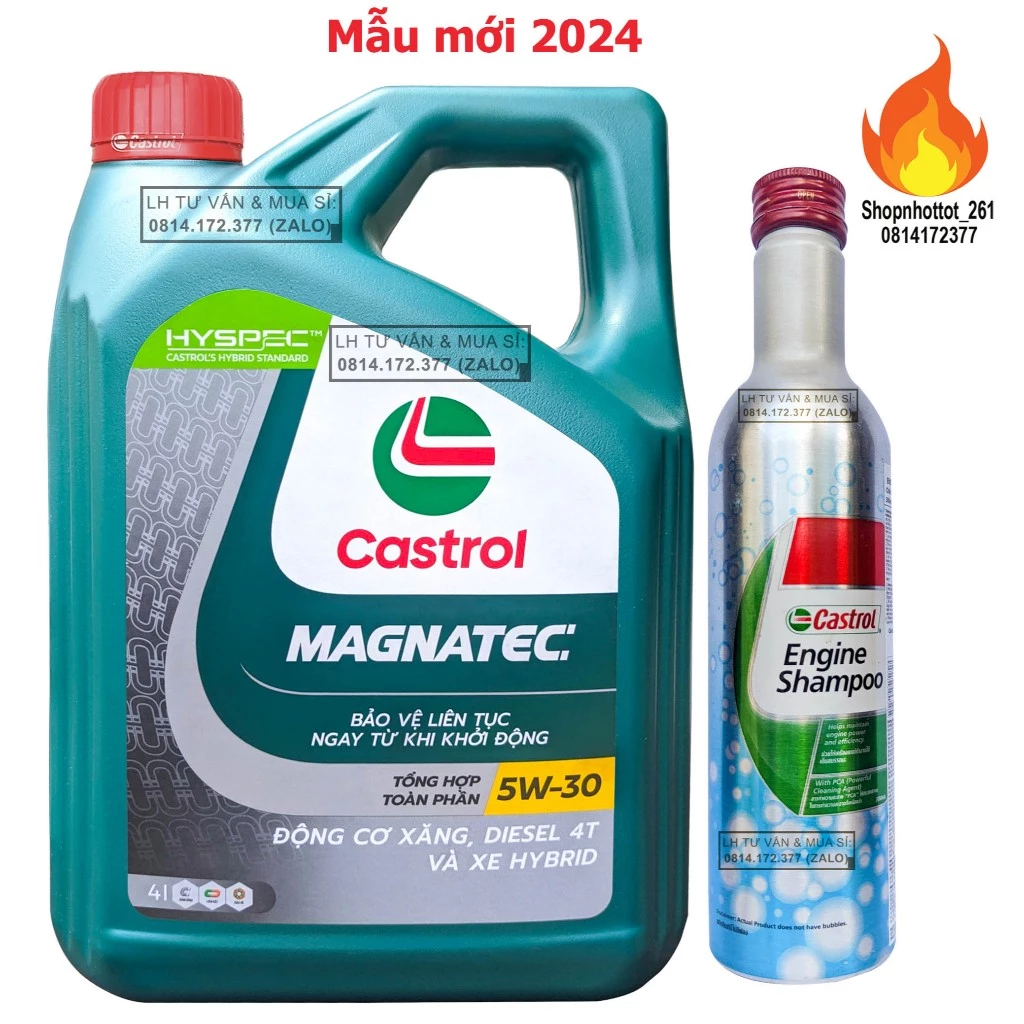 Combo Dầu Nhớt Tổng Hợp Ô-tô Castrol Magnatec Stop-Star 5w30 4L + Phụ Gia Súc Động Cơ Castrol