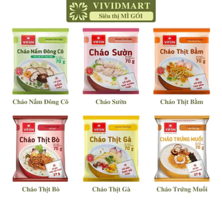 [GÓI LẺ] - VIFON - Cháo Vifon 70g 6 vị: thịt gà, thịt bằm, nấm đông cô, sườn, trứng muối, thịt bò (70g/gói)