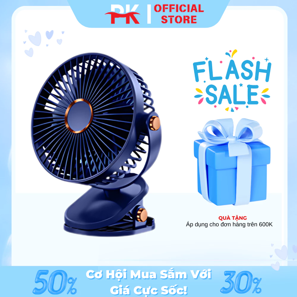 ( Hàng Chính Hãng ) Quạt tích điện Didooglt kẹp bàn mini để bàn 5 mức độ có đèn led pin 5000 Mah Và 10000 Mah