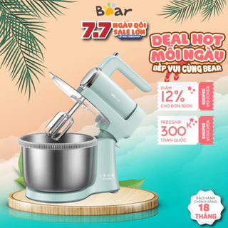 Máy đánh trứng kem bơ trộn bột để bàn đa năng BEAR DDQ-B03V1, CS 300W, Dung Tích 4L, BH 18 Tháng