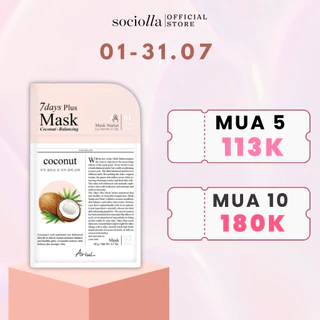 [MUA 5 GIẢM 50%] [HSD Trước T11/2024] Mặt Nạ Tăng Cường Độ Ẩm Chiết Xuất Dừa Ariul 7 Days Plus Mask Coconut 20 gr