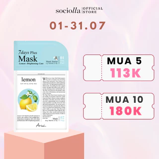 [MUA 5 GIẢM 50%] [HSD Trước T12/2024] Mặt Nạ Mờ Thâm & Sáng Da Chiết Xuất Chanh Vàng Ariul 7 Days Plus Mask Lemon 20 gr