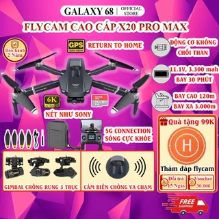 Flycam X20 Pro định vị GPS cao cấp Camera 6K UHD Drone có Gimbal chống rung 3 trục Pin 11.1v 3300mAh